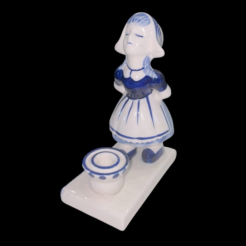Vintage Blue & White Delft Holland Ceramic Figurines & Mini Windmills (Set of 5) - Picture 5 of 13